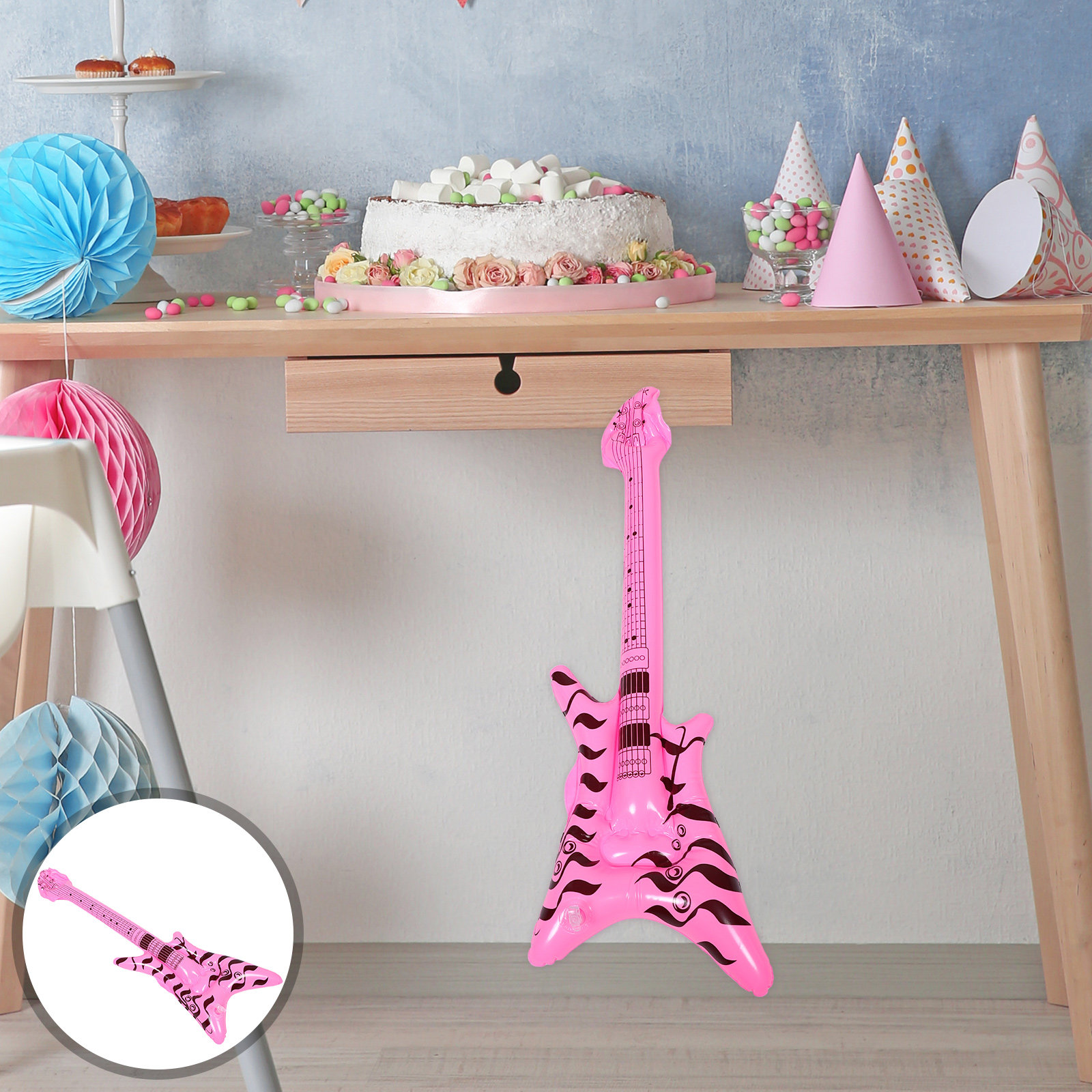 Musical Instrument You Blow Into - جيتار قابل للنفخ من مادة PVC،