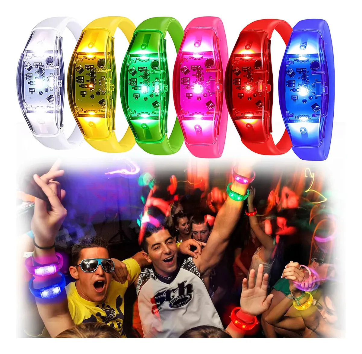 6 قطع من أساور LED تتفاعل مع ا - مراجعة Musical Instrument Gong وسعره